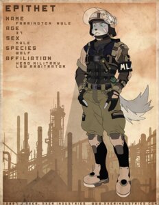 Rating: Safe Score: 0 Tags: 2007 anthro armband armor band-aid bandage canid canine canis cigarette clothing e621 english_text epithet green_eyes headgear helmet j_axer male mammal military military_uniform smoking solo straps tail text uniform wolf User: bunchy7s