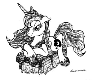 Rating: Safe Score: 0 Tags: 2013 crown cutie_mark e621 equid equine feathered_wings feathers female feral friendship_is_magic hasbro headgear hi_res horn ihavnoname lying mammal monochrome my_little_pony mythological_creature mythological_equine mythology on_front princess_luna_(mlp) simple_background solo white_background winged_unicorn wings User: bunchy7s