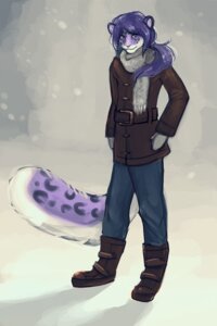 Rating: Safe Score: 0 Tags: 2:3 anthro belt biped boots bottomwear clothed clothing coat e621 felid footwear fully_clothed fur hair hands_on_hips handwear leopard_spots looking_at_viewer male mammal mittens outside pantherine pants ponytail purple_body purple_eyes purple_fur purple_hair scarf shoes smile snow snow_leopard snowing solo speedpaint spots standing tail theowlette topwear whiskers white_body white_fur User: bunchy7s