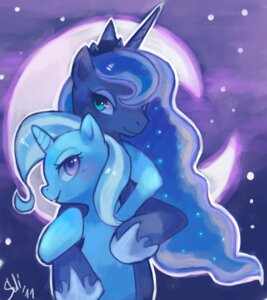 Rating: Safe Score: 0 Tags: anthro blue_eyes blue_hair blush cosmic_hair crown duo e621 equid equine ethereal_hair female friendship_is_magic hair hasbro headgear horn hug mammal my_little_pony mythological_creature mythological_equine mythology princess_luna_(mlp) purple_eyes semi-anthro starry_hair suizilla trixie_(mlp) unicorn User: bunchy7s