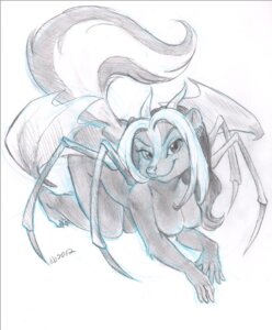Rating: Questionable Score: 0 Tags: 2012 anthro arachnid arthropod breasts demon dingbat e621 female hybrid mammal membrane_(anatomy) membranous_wings mephitid monochrome nude pinup pose simple_background sketch skunk solo spider tail white_background wings User: bunchy7s