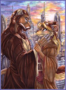 Rating: Safe Score: 0 Tags: 2010 anthro artaith blush canid canine canis city cityscape clothing cockiestspaniel duo e621 eye_contact felid female hair hi_res lion long_hair looking_at_another male mammal obi-wan_kenobi outside pantherine robe romantic romantic_ambiance romantic_couple smile star_wars tail wolf User: bunchy7s