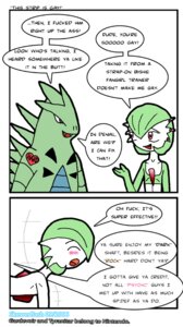Rating: Explicit Score: 0 Tags: 2006 anal anal_sex blush blushing chest_spike color comic english_text femboy furry gardevoir gay gay_denial green_hair heart interspecies male male_gardevoir male_only mouth_open multiple_males nude pokemon pokemon_(species) pokemon_gsc pokemon_rse red_eyes rule34 scalie skewerflash speech_bubble text trap tyranitar white_background User: bunchy7s