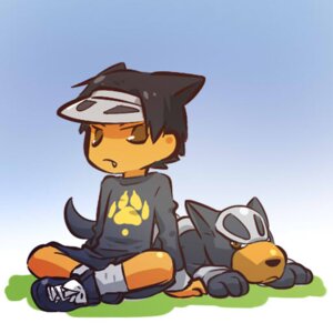 Rating: Safe Score: 0 Tags: 1:1 alternate_species black_hair brown_eyes clothing cosplay duo e621 feral footwear generation_2_pokemon hair hitec houndour human humanized legwear male mammal nintendo pokemon pokemon_(species) shirt shoes short_hair sitting socks tail topwear User: bunchy7s