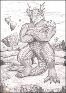 Rating: Safe Score: 0 Tags: 2010 anthro biceps black_border border claws detailed_background dragon e621 empty_eyes featureless_crotch front_view graphite_(artwork) greyscale hi_res horn looking_at_viewer male monochrome muscular muscular_anthro muscular_male mythological_creature mythological_scalie mythology outside rock rollwulf scales scalie smile solo spikes tail thick_tail traditional_media_(artwork) urosteges ventral_scales User: bunchy7s