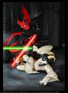Rating: Safe Score: 0 Tags: bovid breasts caprine detailed detailed_background dragon duo e621 english_text female fight green_lightsaber holding_lightsaber holding_melee_weapon holding_object holding_weapon hooves horn jedi lightsaber magnus_(weremagnus) male mammal melee_weapon mythological_creature mythological_scalie mythology red_lightsaber scalie sith star_wars tail text toony weapon weremagnus User: bunchy7s