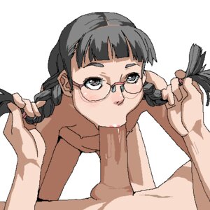 Rating: Explicit Score: 0 Tags: :>= black_hair character_request chiisan fellatio female flat_chest glasses hair_pull imminent_deepthroat lowres male nude oekaki oral penis pulling_hair pulling_twintails rule34 simple_background twin_braids uncensored User: bunchy7s