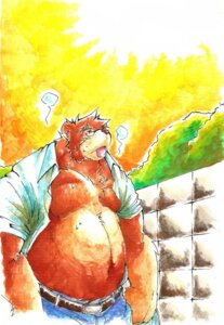 Rating: Safe Score: 0 Tags: 2009 anthro bear belly bodily_fluids bottomwear clothed clothing detailed_background e621 eyewear fur glasses gwyn_(kokuhane) hi_res kokukokuboo light male mammal open_clothing open_shirt open_topwear outside overweight overweight_anthro overweight_male pants shirt solo sunlight sweat tongue tongue_out topwear User: bunchy7s