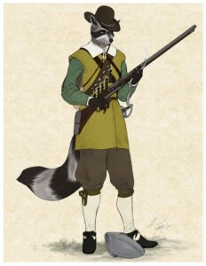 Rating: Safe Score: 0 Tags: anthro army azban bandolier clothed clothing colonial e621 fully_clothed gun hat headgear headwear historical holding_gun holding_object holding_ranged_weapon holding_weapon male mammal matchlock melee_weapon military musket national_guard procyonid raccoon ranged_weapon redcoatcat soldier solo sword tail warrior weapon User: bunchy7s