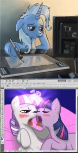 Rating: Questionable Score: 0 Tags: artist bed blue_hair blush bodily_fluids computer creating_art daughter_(lore) drawing_(action) drawing_(object) drawing_in_a_drawing drawing_tablet drooling e621 electronics english_text equid equine eyes_closed female female/female feral flat_screen french_kissing friendship_is_magic fur furniture group hair half-closed_eyes hand_on_head hasbro hi_res hooves horn incest_(lore) kissing long_hair lying mammal monitor mother_(lore) mother_and_child_(lore) mother_and_daughter_(lore) multicolored_hair my_little_pony mythological_creature mythological_equine mythology narrowed_eyes on_back on_bed parent_(lore) parent_and_child_(lore) parent_and_daughter_(lore) purple_body purple_eyes purple_fur purple_hair saliva saliva_string short_hair sweat tablet tablet_pen text tongue tongue_out trixie_(mlp) twilight_sparkle_(mlp) twilight_velvet_(mlp) two_tone_hair underhoof unicorn unknown_artist white_body white_fur white_hair User: bunchy7s