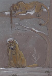 Rating: Safe Score: 0 Tags: branch brown_hair canid canine claws collar cougar duo e621 felid feline female feral hair happy in_tree long_hair male mammal nude on_branch outside paso plant quadruped sitting snow tail tree winter User: bunchy7s