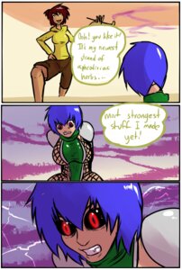 Rating: Questionable Score: 0 Tags: blue_hair border brown_hair comic e621 english_text female glowing glowing_eyes gojiro7 hair human lemonfont mammal ninja not_furry o_o pipe short_hair smoke smoking_pipe text transformation warrior white_border User: bunchy7s