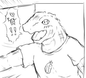 Rating: Safe Score: 0 Tags: anthro blush crocodile crocodilian door e621 happy low_res male monochrome okaio reptile scalie sketch solo User: bunchy7s