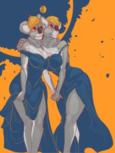 Rating: Safe Score: 0 Tags: 2012 3:4 abstract_background annabelle_ryan anthro blonde_hair breasts cleavage clothed clothing dress duo e621 female fydbac hair hand_holding hi_res isabella_ryan koala mammal marsupial red_eyes sibling_(lore) simple_background sister_(lore) sisters_(lore) smile twins_(lore) vombatiform User: bunchy7s