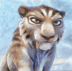 Rating: Safe Score: 0 Tags: anapoison blue_eyes blue_sky_studios e621 ear_piercing fangs felid female feral fur ice_age_(series) mammal piercing prehistoric_species saber-toothed_tiger sabertooth_(anatomy) shira_(ice_age) solo stripes teeth white_body white_fur User: bunchy7s