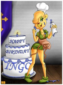Rating: Questionable Score: 0 Tags: 4_fingers anthro apron bear biped birthday birthday_cake blonde_hair border breasts brown_apron brown_clothing cake candle chef_hat cleavage clothed clothing dessert disney dress e621 eyelashes eyeshadow female fingers food footwear frosting fur green_clothing green_dress green_eyes green_eyeshadow green_footwear gummi_bears hair hat headgear headwear hentai_boy_(artist) holding_object inside light_border light_clothing light_headwear makeup mammal medium_breasts messy monotone_body monotone_breasts monotone_fur monotone_hair nipple_outline plantigrade red_tongue signature solo standing sunni_gummi tongue tongue_out white_border white_clothing white_hat white_headwear yellow_body yellow_breasts yellow_ears yellow_fur User: bunchy7s