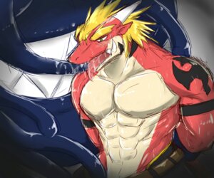 Rating: Explicit Score: 0 Tags: 2013 abs anthro athletic bdsm belt biceps black_body blonde_hair blush bodily_fluids bondage bottomwear bound clothed clothing delga dragon duo e621 green_eyes hair hands_behind_back horn kuromaru male monster_(game) mugen muscular mythological_creature mythological_scalie mythology open_mouth pants pecs red_body ryuukikeito saliva scalie simple_background sweat tattoo teeth tentacles tongue topless white_body User: bunchy7s