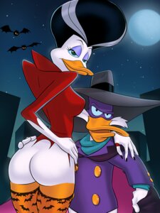 Rating: Questionable Score: 0 Tags: 3:4 anatid anseriform anthro avian bat beak big_butt bird bottomless butt clothed clothing costume darkwing_duck disney drake_mallard duck ducktales duo e621 female green_eyes hair legwear looking_at_viewer male mammal morgana_macawber multicolored_hair stockings sunsetriders7 two_tone_hair User: bunchy7s