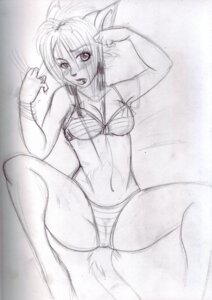 Rating: Questionable Score: 0 Tags: camel_toe clothing e621 female greyscale hi_res monochrome panties pumpkinskittle08 sketch solo spread_legs spreading tail underwear User: bunchy7s