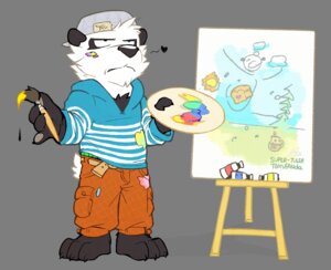Rating: Safe Score: 0 Tags: 3_toes alpha_channel anthro arms_bent artist barefoot bear biped black_heart bread brush canvas clothing container creating_art dripping e621 easel feet food giant_panda hat headgear headwear heart_symbol hi_res holding_brush holding_object holding_paintbrush holding_palette hoodie male mammal paint paintbrush painting_(object) painting_art palette simple_background solo squeeze_tube standing straight_legs super-tuler tairu toast toes topwear transparent_background User: bunchy7s