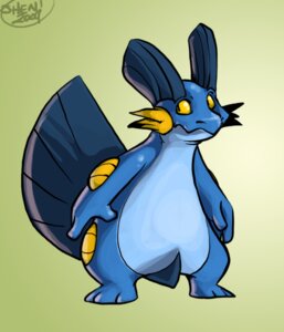 Rating: Safe Score: 0 Tags: ambiguous_gender amphibian e621 feral generation_3_pokemon nintendo pokemon pokemon_(species) shenanigan simple_background solo standing swampert toony yellow_eyes User: bunchy7s
