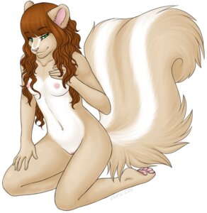 Rating: Explicit Score: 0 Tags: anthro biped breasts e621 eura female genitals green_eyes hair kneeling long_hair looking_at_viewer mammal mephitid nipples nude simple_background skunk solo tail vulva white_background User: bunchy7s