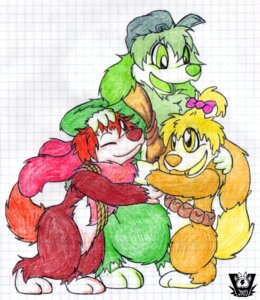 Rating: Safe Score: 0 Tags: ambiguous_gender anthro bink biped canid canine canis clothing crayon_(artwork) dink_(fluppy_dogs) disney domestic_dog e621 female fluppy_dogs full-length_portrait fur graph_paper green_body green_eyes green_fur group hat headgear headwear male mammal mixed_media ozzie pen_(artwork) portrait red_body red_eyes red_fur rope side_view standing tail traditional_media_(artwork) valyce_negative yellow_body yellow_eyes yellow_fur User: bunchy7s