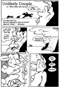 Rating: Questionable Score: 0 Tags: anthro canid canine canis comic dialogue domestic_dog e621 english_text eric_schwartz female first_page fox group hunting male mammal monochrome outside pain plant silhouette solo_focus tail tammy_vixen text tor_dog tree User: bunchy7s