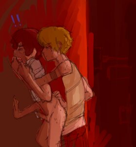 Rating: Explicit Score: 0 Tags: !! 2boys anal_penetration blonde_hair bottomless brown_hair buckteeth closed_eyes color dave_strider gay homestuck human john_egbert male male_only ms_paint_adventures multiple_males pancakestein red_background rule34 sex short_hair source_request standing white_skin User: bunchy7s