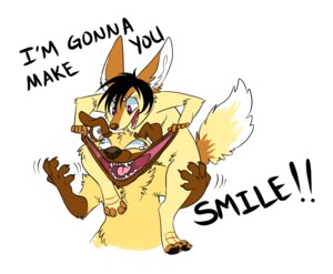 Rating: Safe Score: 0 Tags: ambiguous_gender anthro black_hair canid canine canis dialogue domestic_dog duo e621 english_text fennec_fox fox hair humor mammal simple_background spamcat tail text true_fox white_background User: bunchy7s