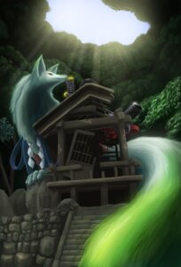 Rating: Safe Score: 0 Tags: 2009 ambiguous_gender building canid canine claws cliff den detailed_background digital_media_(artwork) door e621 east_asian_architecture feral fluffy fluffy_tail forest fox fur green_body green_fur hi_res hole_(anatomy) japanese_architecture light long_tail looking_up mammal melee_weapon moss multi_tail nature ofuda osaki_eru outside plant religion rock ruins shinto shrine sky solo stairs stone_wall sunlight sword tail talisman tree wall_(structure) weapon white_body white_fur wood User: bunchy7s