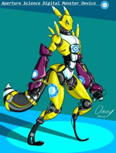 Rating: Safe Score: 0 Tags: 2010 3_fingers ambiguous_gender anthro aperture_logo aperture_science bandai_namco biped black_nose black_sclera blue_eyes cable canid canine digimon digimon_(species) e621 english_text fingers fur hi_res long_fall_boots machine mammal metallic_body nude omny87 paws portal_(series) portal_gun renamon robot simple_background solo standing tail text valve valve_corporation weapon yellow_body yellow_fur User: bunchy7s