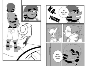 Rating: Questionable Score: 0 Tags: anthro canid canine canis comic dialogue domestic_dog duo e621 english_text greyscale male male/male mammal mobilemutt monochrome multiple_scenes text User: bunchy7s