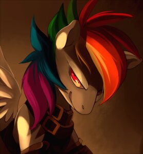 Rating: Safe Score: 0 Tags: 2012 blue_body blue_feathers blue_fur brown_background clothed clothing e621 equid equine feathered_wings feathers female friendship_is_magic fur grin hair hasbro kohtek looking_at_viewer mammal multicolored_hair my_little_pony mythological_creature mythological_equine mythology pegasus rainbow_dash_(mlp) rainbow_hair red_eyes simple_background smile solo wings User: bunchy7s