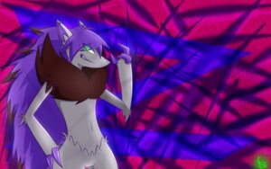 Rating: Safe Score: 0 Tags: abstract_background ambiguous_gender anthro biped canid canine digital_media_(artwork) e621 ear_piercing ear_ring featureless_crotch fingerless_(marking) front_view fur generation_5_pokemon glowing green_eyes grey_body grey_fur grin hair half-length_portrait hand_on_hip highlights_(coloring) hoop_ear_ring humanoid_pointy_ears looking_at_viewer mammal markings neck_tuft nintendo nude piercing pointy_ears pokemon pokemon_(species) portrait purple_hair purple_markings raised_arm red_body red_fur red_highlights ring_piercing shiny_pokemon side_view signature simple_background smile snout solo standing three-quarter_view tuft wallpaper xingscourge zoroark User: bunchy7s