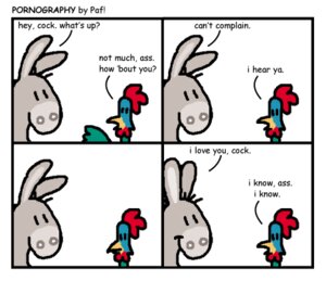 Rating: Questionable Score: 0 Tags: ambiguous_gender asinus avian avian_caruncle beak bird chicken comb_(anatomy) comic dewlap_(anatomy) dialogue donkey duo e621 english_text equid equine feral fur galliform grey_body grey_fur head_crest humor innuendo low_res mammal paf_(artist) phasianid pornography pun simple_background suggestive text visual_pun wattle white_background User: bunchy7s Rating: Questionable Score: 0 Tags: ambiguous_gender asinus avian avian_caruncle beak bird chicken comb_(anatomy) comic dewlap_(anatomy) dialogue donkey duo e621 english_text equid equine feral fur galliform grey_body grey_fur head_crest humor innuendo low_res mammal paf_(artist) phasianid pornography pun simple_background suggestive text visual_pun wattle white_background User: bunchy7s