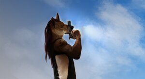 Rating: Safe Score: 0 Tags: anthro brown_body brown_fur brown_hair canid canine canis cloud e621 fur gun hair long_hair male mammal outside piercing ranged_weapon realistic sky skyscape solo stadvarg weapon wolf User: bunchy7s