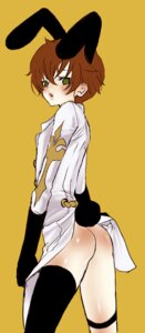 Rating: Explicit Score: 0 Tags: 1boy animal_ear arched_back ass blush bottomless brown_hair bunny_ear bunny_tail bunnyboy code_geass crossdressing fake_animal_ears femboy girly gloves green_eyes human human_only kururugi_suzaku male male_only open_mouth over_shoulder rule34 shiraishi_asuka short_hair solo standing tail thighhighs white_jacket User: bunchy7s