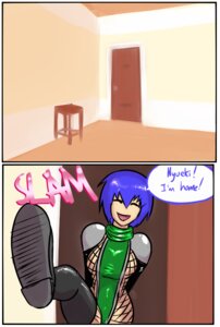 Rating: Safe Score: 0 Tags: blue_hair clothed clothing comic e621 english_text eyes_closed female fishnet_clothing gojiro7 hair human lemonfont mammal ninja not_furry short_hair simple_background skimpy solo text warrior User: bunchy7s