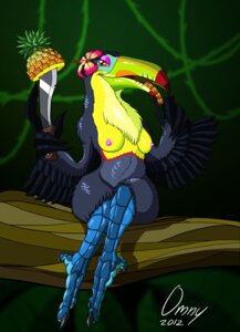 Rating: Questionable Score: 0 Tags: 2012 4_toes anthro areola avian avian_feet beak biped bird branch breasts chest_tuft digital_media_(artwork) e621 eating eyelashes feathered_wings feathers feet female food forest fruit hi_res holding_object holding_weapon in_tree jungle keel-billed_toucan knife kukri looking_at_viewer melee_weapon nipples non-mammal_breasts non-mammal_nipples nude omny87 open_mouth outside piciform pineapple plant scutes signature sitting smile solo toes toucan tree true_toucan tuft weapon wide_hips wings zygodactyl User: bunchy7s