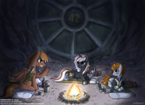 Rating: Safe Score: 0 Tags: 2011 alternate_universe brown_body brown_feathers brown_hair calamity_(fallout_equestria) campfire clothing crossover cutie_mark detailed_background e621 equid equine fallout fallout_equestria fan_character feathered_wings feathers female feral fire group gun hair hasbro hat headgear headwear horn john_joseco littlepip mammal microsoft multicolored_hair my_little_pony mythological_creature mythological_equine mythology parody pegasus quadruped ranged_weapon tail two_tone_hair unicorn velvet_remedy weapon wings User: bunchy7s