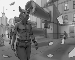 Rating: Safe Score: 0 Tags: 5:4 aircraft airplane anthro building canid canine canis city clothed clothing e621 futuristic greyscale group jet male mammal monochrome shad3r solo_focus topless vehicle wolf User: bunchy7s