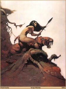 Rating: Questionable Score: 0 Tags: 1974 20th_century ancient_art athletic athletic_female athletic_human black_hair bottomwear breasts butt clothed clothing duo e621 fangs fantasy felid female feral frank_frazetta hair hi_res holding_melee_weapon holding_object holding_polearm holding_spear holding_weapon human loincloth loincloth_only mammal melee_weapon oil_painting_(artwork) painting_(artwork) plant polearm prehistoric_species saber-toothed_tiger sabertooth_(anatomy) side_boob spear teeth topless topless_female topless_human traditional_media_(artwork) traditional_painting_(artwork) tree tribal warrior weapon wood User: bunchy7s