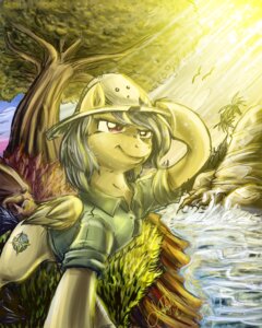 Rating: Safe Score: 0 Tags: 2013 armor avian bird black_hair brown_body brown_feathers clothing creek cutie_mark daring_do_(mlp) day e621 equid equine feathered_wings feathers female feral flying friendship_is_magic grass hair hasbro hat headgear headwear helmet hi_res jadedjynx light light_beam mammal my_little_pony mythological_creature mythological_equine mythology outside palm_tree pegasus pith_helmet plant purple_eyes rock shirt sky solo sunbeam sunlight topwear tree water wings User: bunchy7s