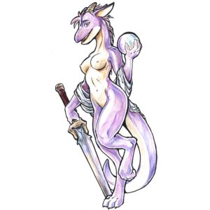 Rating: Questionable Score: 0 Tags: 1:1 anthro breasts crystal_ball digitigrade dragon e621 female fortune_telling horn melee_weapon mythological_creature mythological_scalie mythology nipples non-mammal_breasts non-mammal_nipples nude pat_kelley purple_body purple_scales scales scalie solo sword tail weapon User: bunchy7s