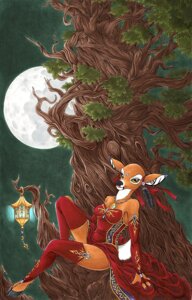 Rating: Safe Score: 0 Tags: anthro artist_collaboration cervidian94 clothing deer dress e621 female fingerless_gloves gloves handwear hooves kaneshia legwear lorien077 mammal moon plant solo stockings tree User: bunchy7s