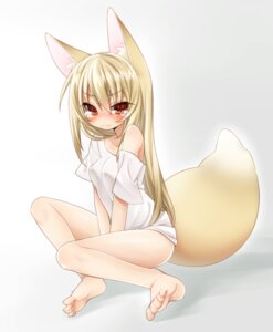 Rating: Safe Score: 0 Tags: animal_humanoid barefoot blonde_hair blush bodily_fluids canid canid_humanoid canine canine_humanoid clothed clothing e621 feet female fox fox_humanoid fox_tail hair hindpaw humanoid inuue_kiyu long_hair looking_at_viewer mammal mammal_humanoid off_shoulder orange_eyes paws shirt simple_background sitting solo tears topwear white_background User: bunchy7s