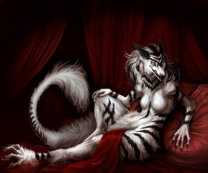 Rating: Questionable Score: 0 Tags: 6:5 anthro bed breasts byakurai_tora claws e621 fangs female fluffy furniture looking_at_viewer maelice mammal pillow reclining seductive sergal solo stripes tail teeth yellow_eyes User: bunchy7s