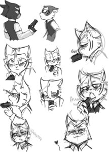 Rating: Questionable Score: 0 Tags: <3 2boys anthro anthro_only aroused blush cat cat_ears clothed drooling felid feline freckle_mcmurray fur furry glasses gun gunplay holding_object improper_handing_of_a_firearm lackadaisy licking licking_lips looking_down looking_up male male/male male_only monochrome mordecai_heller multiple_males no_humans rule34 saliva simple_background sketch smile sucking sweat tongue tongue_out weapon webcomic white_background yaoi User: bunchy7s