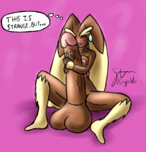 Rating: Explicit Score: 0 Tags: 1futa anthro bottomless brown_fur color fur furry futa_only futanari intersex lagomorph lopunny nintendo nude pokemon pokemon_(species) rabbit ragxve rule34 solo topless User: bunchy7s